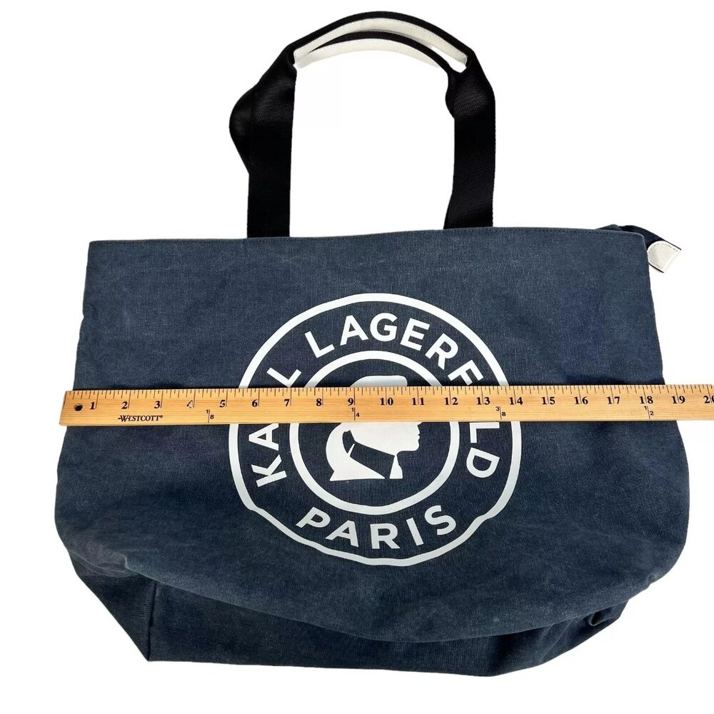 Karl Lagerfeld Paris Kristen Canvas Tote Bag Signature Blue - Picture 16 of 16